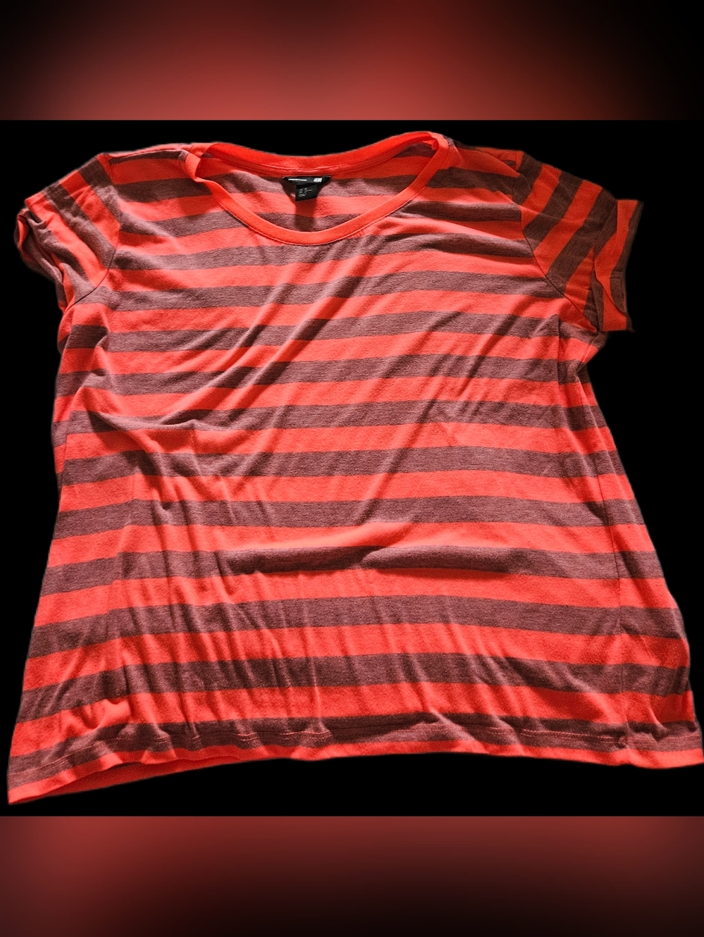 Striped Short-Sleeve Tee - Coral & Gray